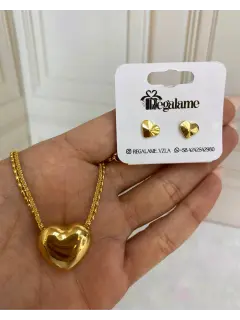 Set de collar y zarcillos de corazones. Series #CO021