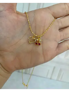 Collar de dije doble - Modelo Cereza y Corazón. Serie #CO03